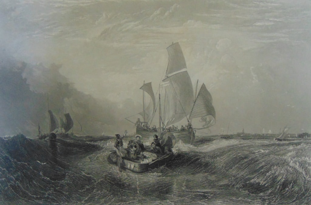 Boats Off Calais - J. M. W. Turner: Boats Off Calais Joseph Mallord William Turner RA, known in his time as William Turner, was an English Romantic painter, printmaker and watercolorist. He is known for his expres