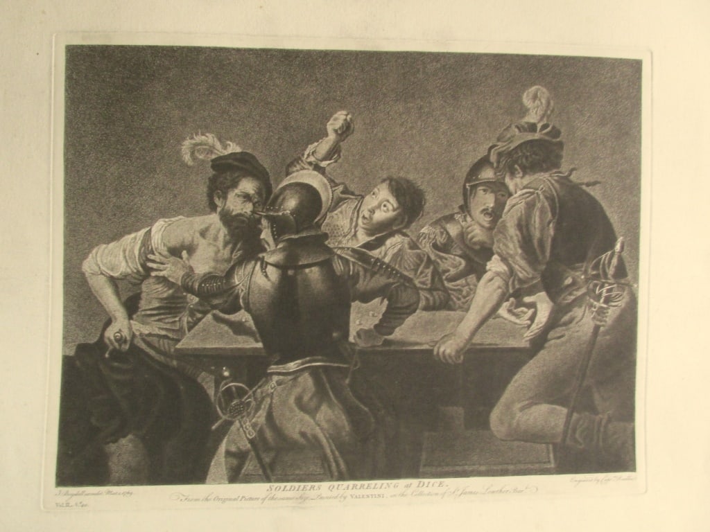 Soldiers Quarreling At Dice - Old Master 1769: Old Master - Soldiers Quarreling At Dice Five soldiers in 16th century dress around a wooden table on which dice are thrown, gesturing and shouting angrily, one to left reaching