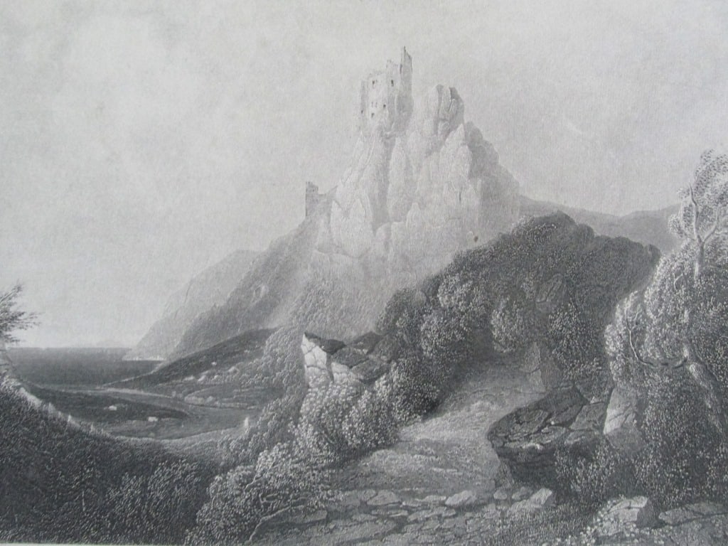 Old Norman Stronghold: Old Norman Stronghold Print Type: Engraving Date: Circa 1840 Dimensions: 8 3/4 x 11 1/2" Notes & Literature: The Norman Conquest was the 11th-ce