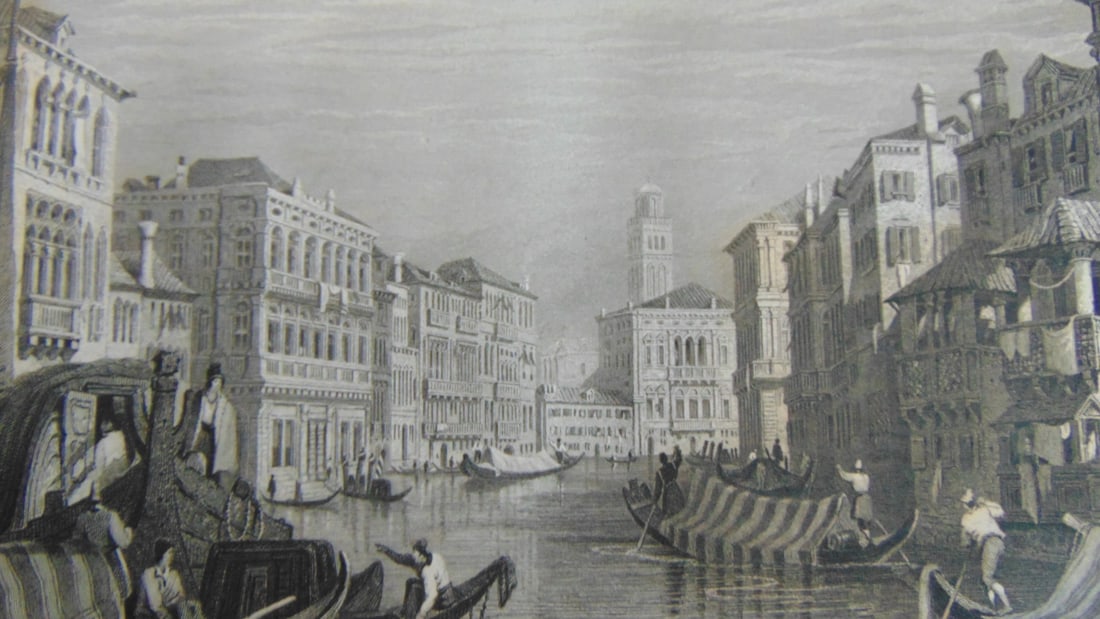 On the Grand Canal - Venice: On the Grand Canal - Venice Artist: Samuel Prout Print Type: Engraving Date: C1830 Origin: British Dimensions: 4.1/2 x 7 3/4" Provenance: Hill House Print C