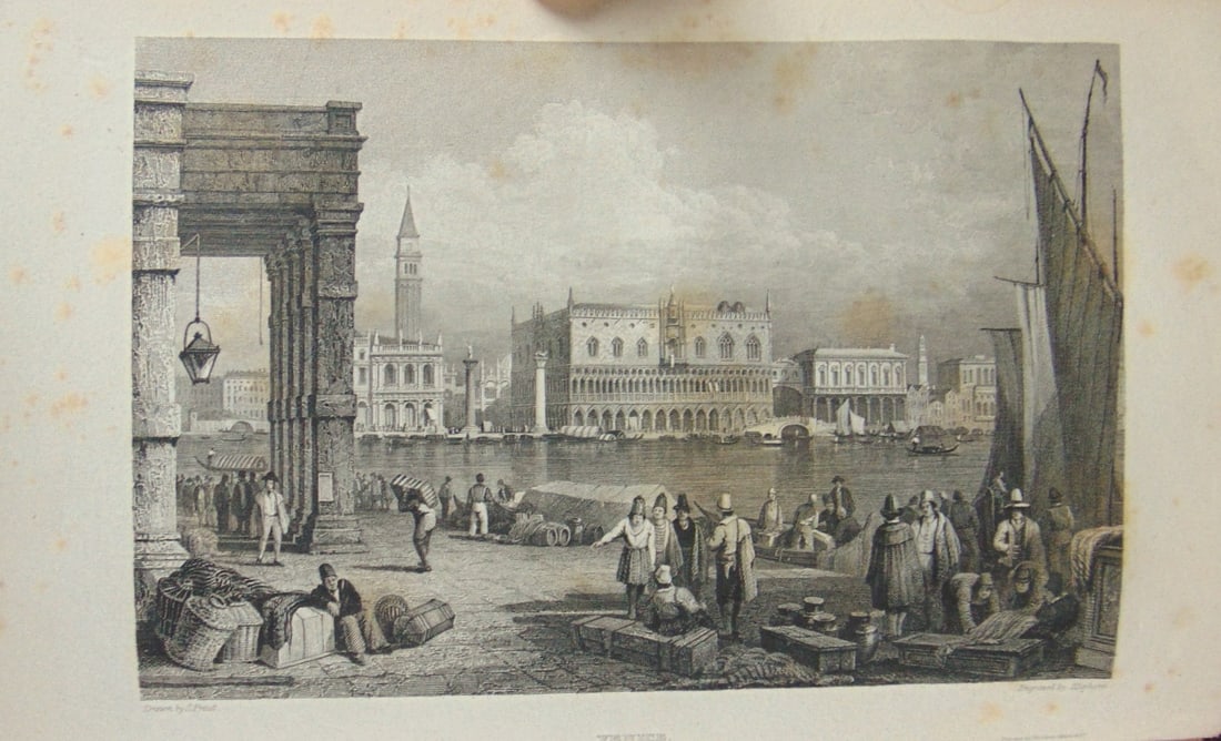 Early Engraving of Venice Italy: Early Engraving of Venice Italy Artist: Samuel Prout Print Type: Engraving Date: C1830 Origin: British Dimensions: 4.1/2 x 7 3/4" Provenance: Hill House Pr