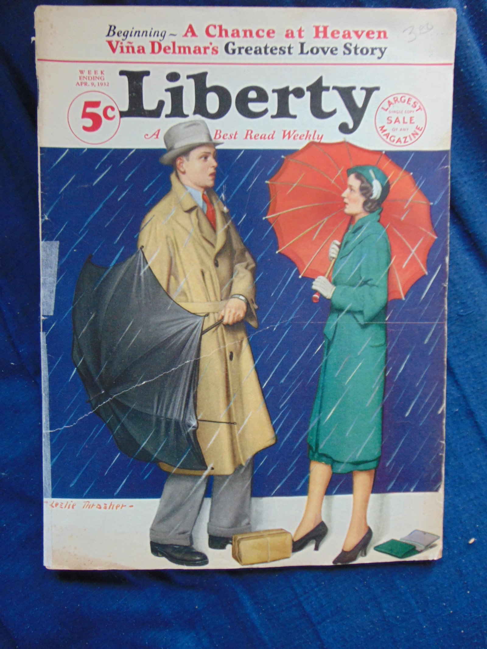 Liberty Magazine - In The Rain - Leslie Thrasher: Liberty - A Best Read Weekly - In The Rain Leslie Thrasher was a celebrated American illustrator renowned for his dynamic and humorous magazine covers, particularly for Liberty and the Saturday Evenin