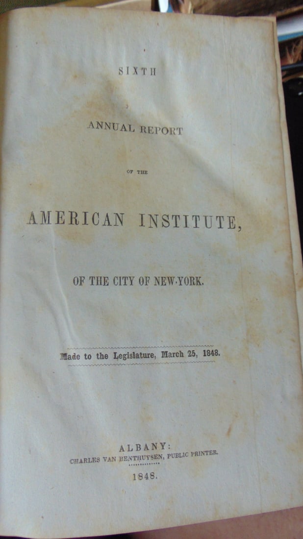 Sixth Annual Report of the American Institute (1 of 5)