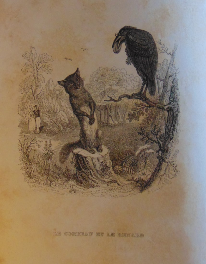 The Raven and the Fox: The Raven and the Fox "The Raven and the Fox" is a fable about a raven and a fox. The raven is carrying a piece of cheese in its beak and the fox wants the cheese for itself