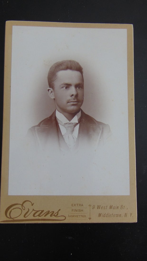 Cabinet Card of a Black Gentleman - Middletown NY: A Fine Albumen Photograph of a Black Man. Evans - 9 West Main St., Middletown, NY Photographer: Evans - Middletown NY Medium: Cabinet Card Notes & Lit