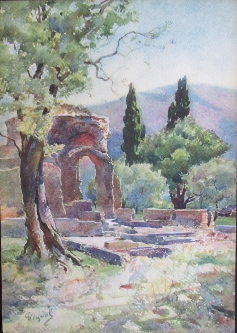 Tivoli - In the Gardens - Pierre Vignal: Tivoli - In The Gardens of the Villa Aldobrandini From Water Color Renderings Gardens of Rome - Pierre Vignal Portfolio Artist: After Pierre Vignal 1855 - 1925