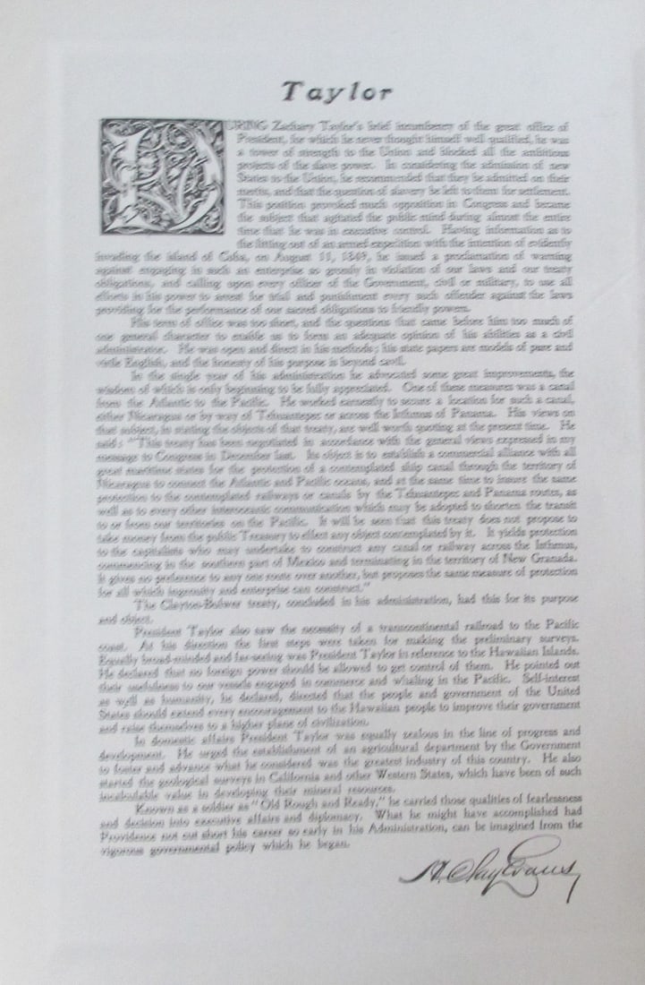 Tribute to President Zachary Taylor: Tribute to President Zachary Taylor Print Type: Photogravure Signed: Signed in plate Date: 1907 Publisher: Bureau of National Literature & Art</