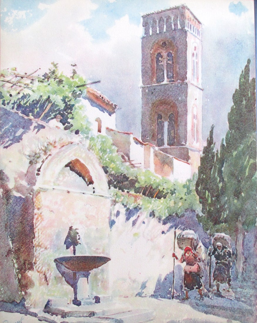 Ravello 1 - Pierre Vignal: Ravelloi 1 From Water Color Renderings of Naples, Italy of Pierre Vignal Portfolio Artist: After Pierre Vignal Print Type: Color Plate Signed: In