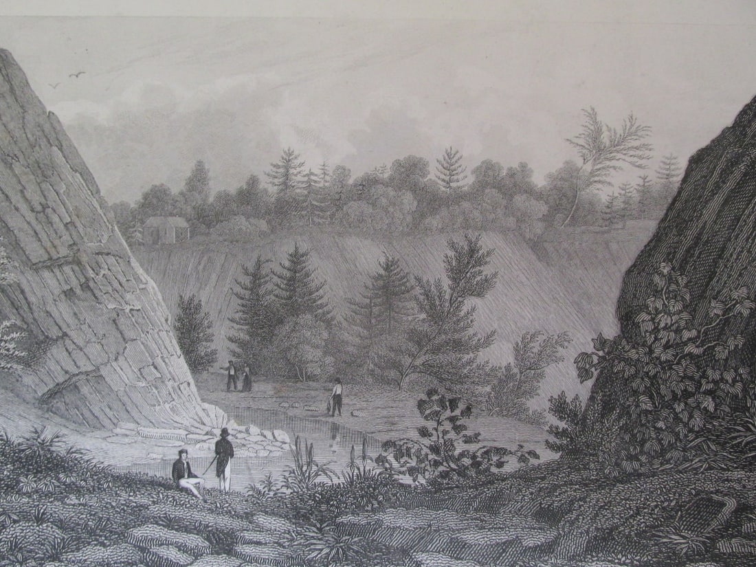 Source of the Passaic Falls (New Jersey): Source of the Passaic Falls (New Jersey) Print Type: Engraving Date: Circa 1830's Dimensions: 8 x 11" Condition Report: Few margin edge tears. Good Plus. Subject References: 283F