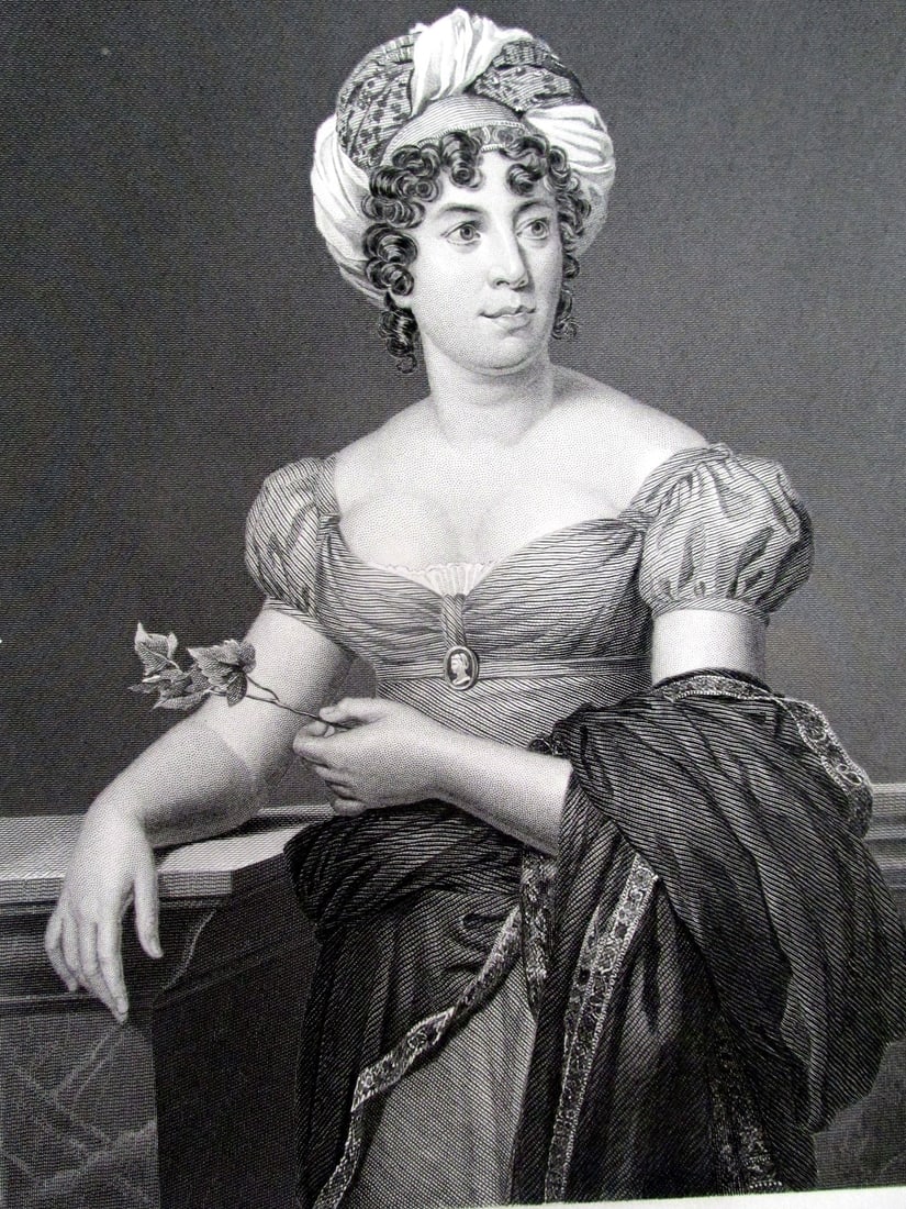 Madame de Stail: Madame de Stail Print Type: Engraving Signed: In plate Date: c1873 Publisher: Johnson Wilson Dimensions: 11 x 8" Notes & Litera