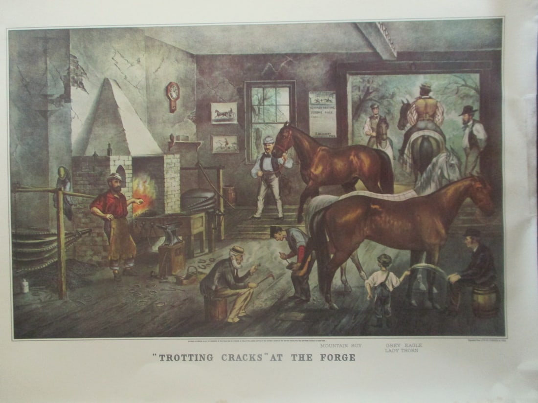Trotting Cracks At The Forge - Currier Ives (1 of 2)