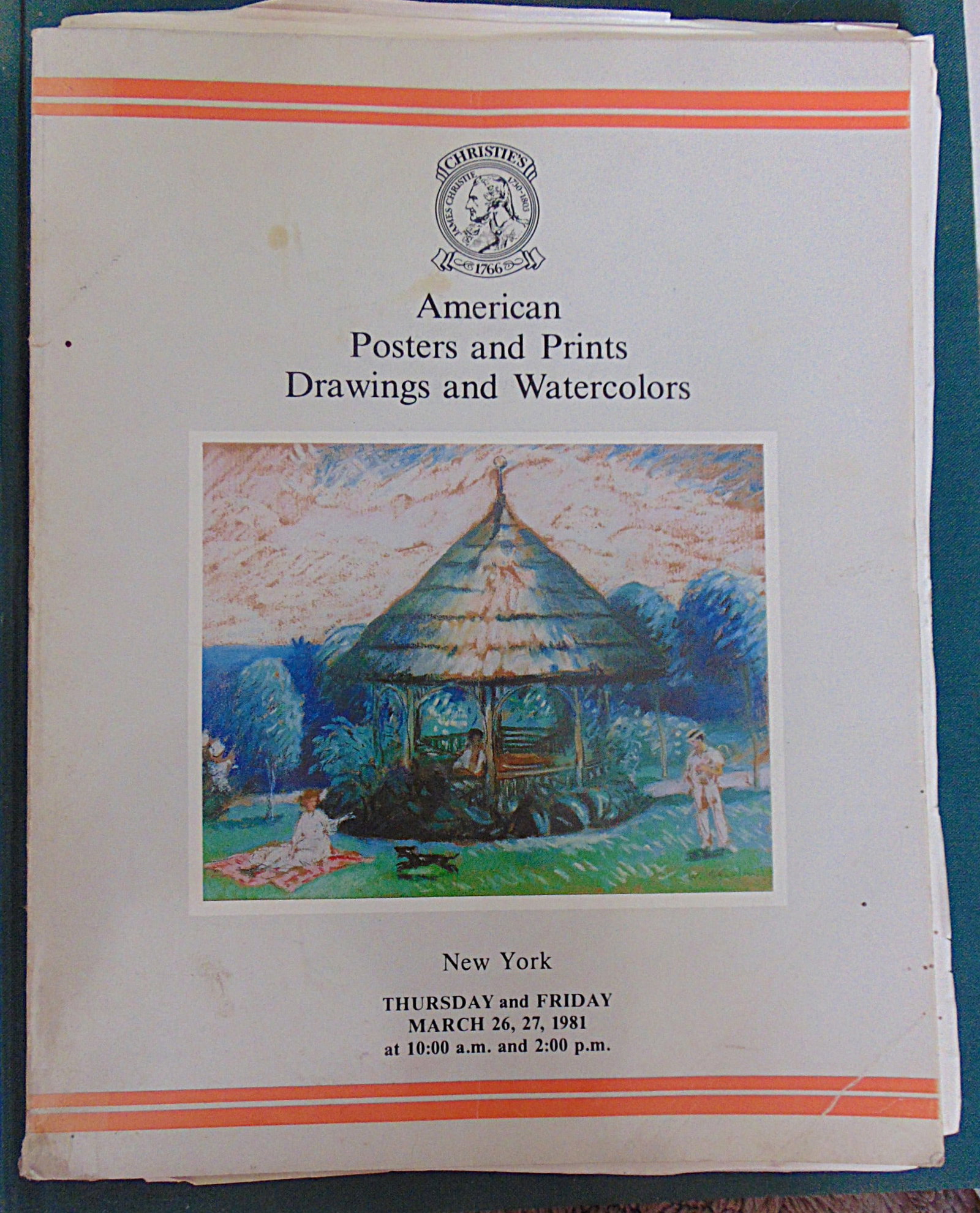 American Posters Prints Drawings Watercolors: American Posters Prints Drawings Watercolors Christie's Auction - March 26th & 27th 1981 Dated: 1081 Type: Art Provenance: Hill House Reference Library Condition Report: Pages loose. Numerous notes.