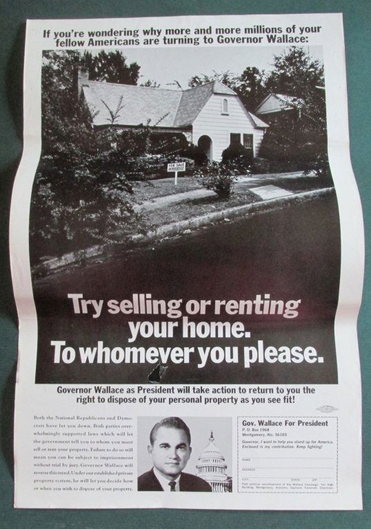 George Wallace Segregated Housing Poster 1968 (1 of 2)