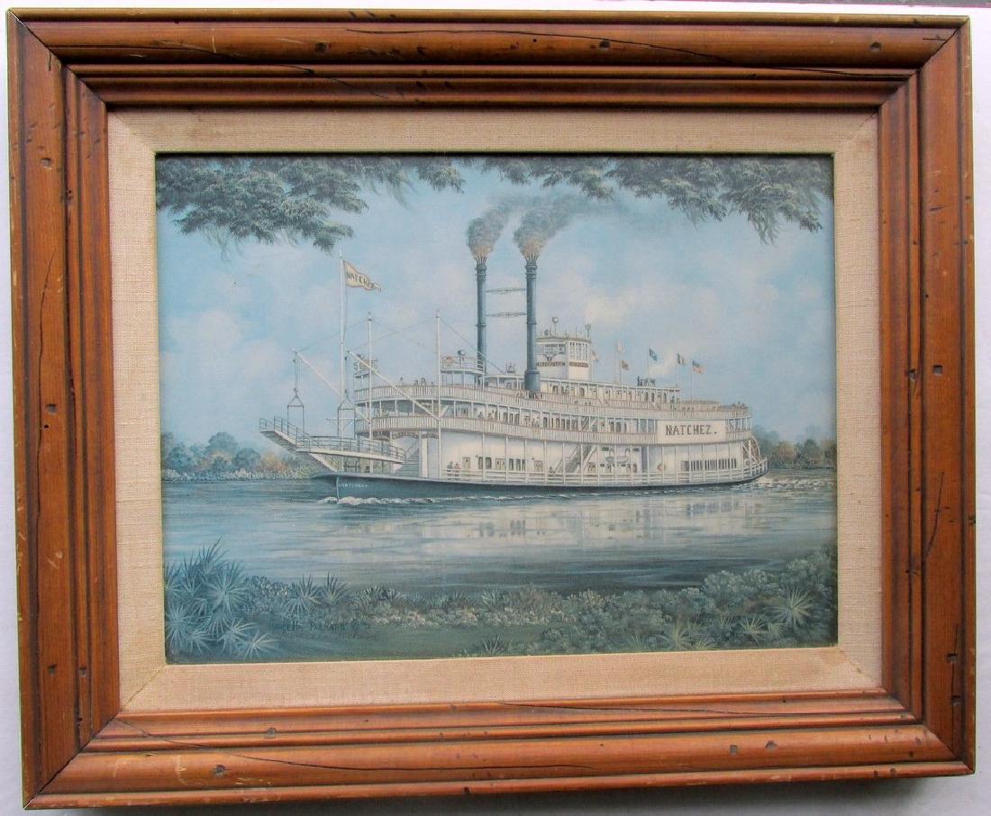 Marcella Packard (New Orleans) Natchez Steamboat: Natchez Steamboat on the Mississippi Artist: Marcella Packard Print Type: Print on Canvas Signed: Lower Left Dated: '78 Origin