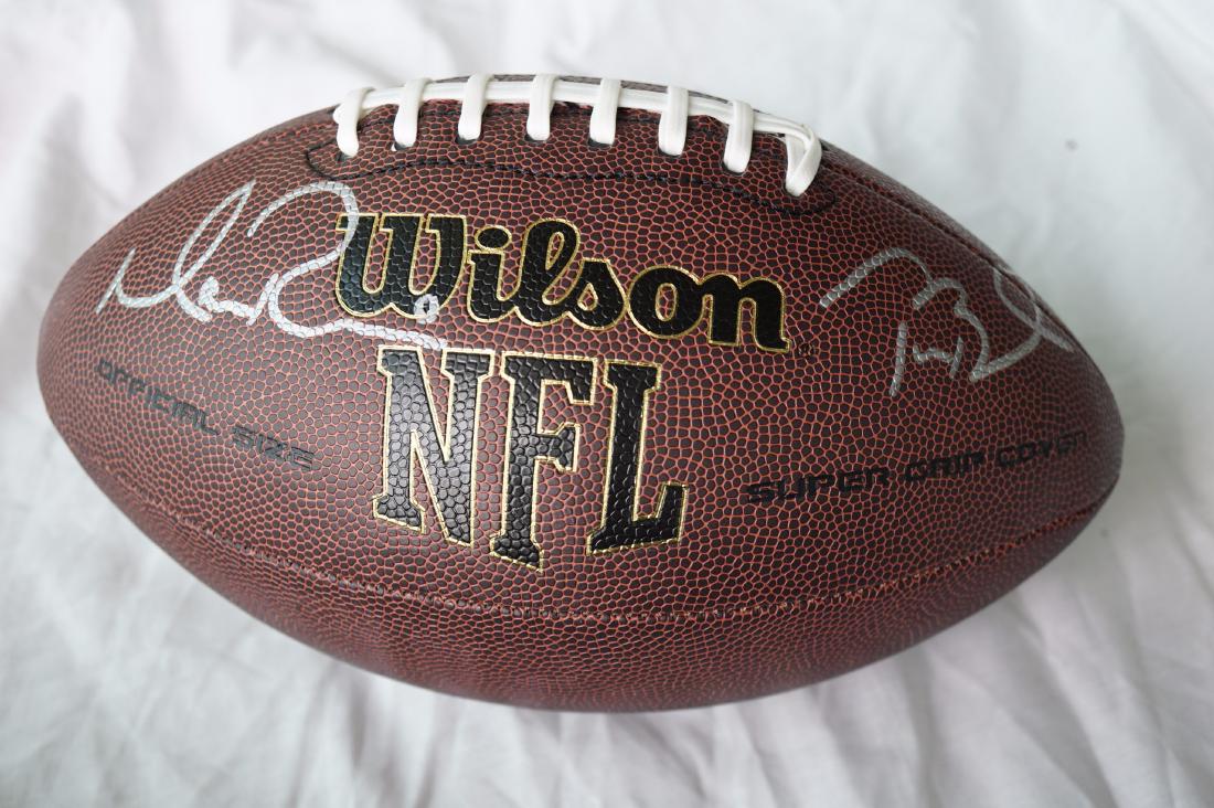 Matt Ryan and Tom Brady Signed Football: Matt Ryan and Tom Brady Signed Wilson NFL Pro Football. Comes with COA from Nashville Autographs