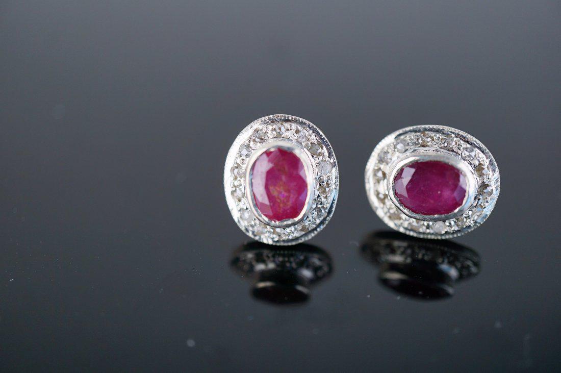 Ruby with Diamond Bezel Earrings (1 of 2)