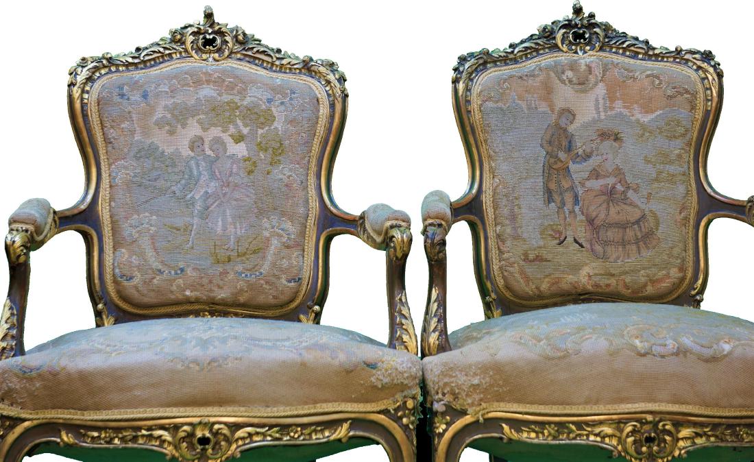 Pair of French Baroque Needlepoint and Petit Point (1 of 2)