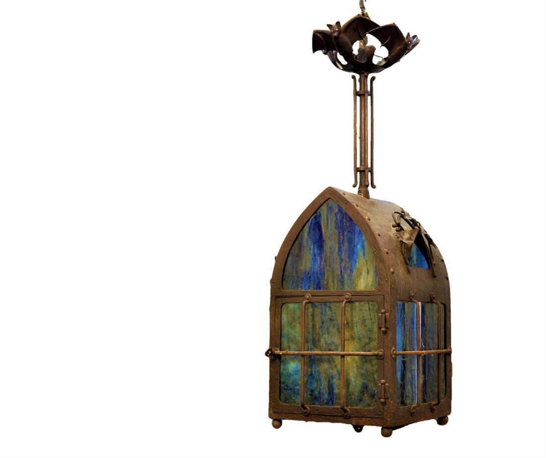 Period Arts and Crafts Iron Bat Lantern (1 of 3)