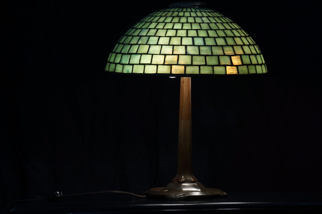 Art Nouveau Antique Stained Glass Lamp (1 of 4)