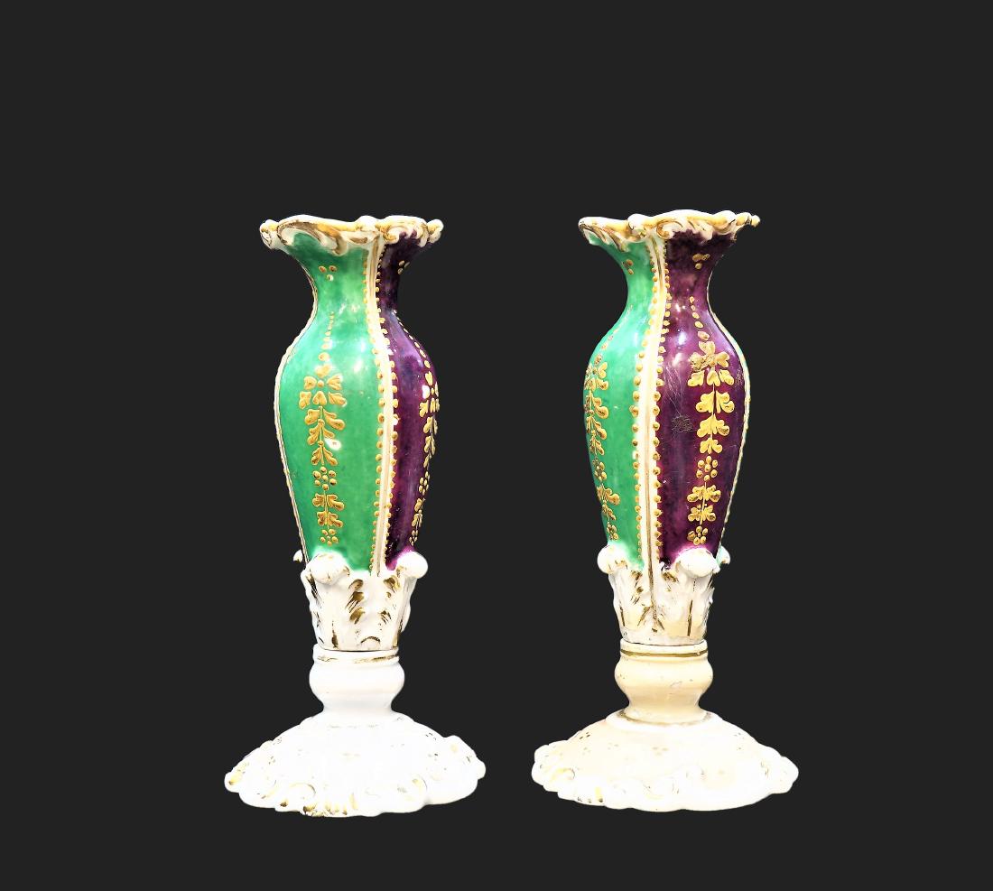 Pair of Jacob Petit Paris Mardi Gras Candlesticks (1 of 6)