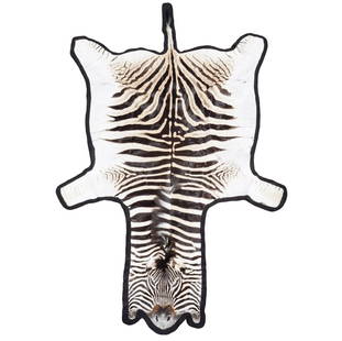 Zebra Skin Rug 130" Head to Tail: Trophy grade zebra skin rug in immaculate condition. Felt lined on the back. Measures 130" from head to tail and 65" wide at the widest