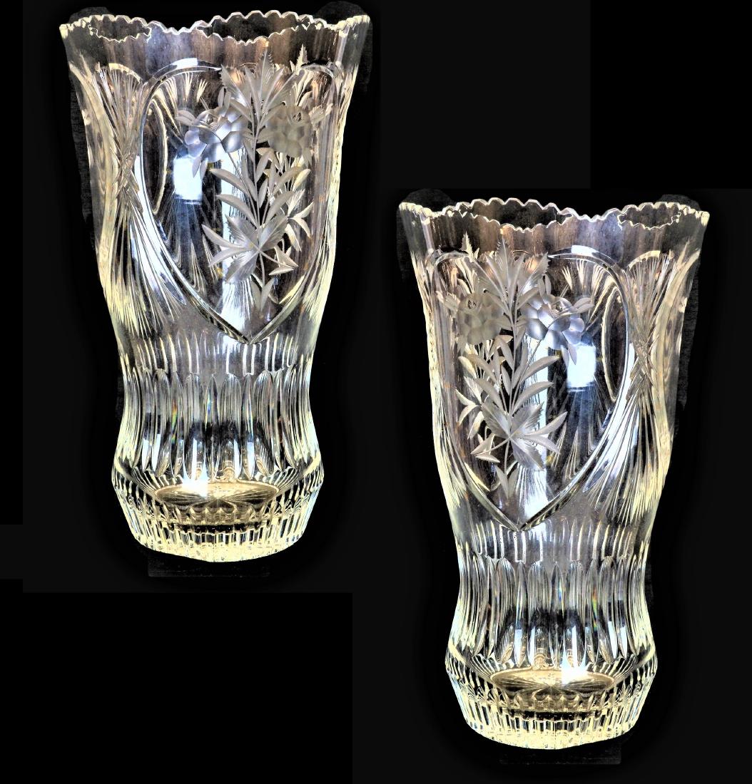 Matched Pair of Cut Crystal Vases (1 of 3)