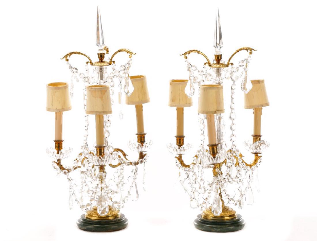Pair of Continental Crystal 3-Light Girandoles (1 of 6)