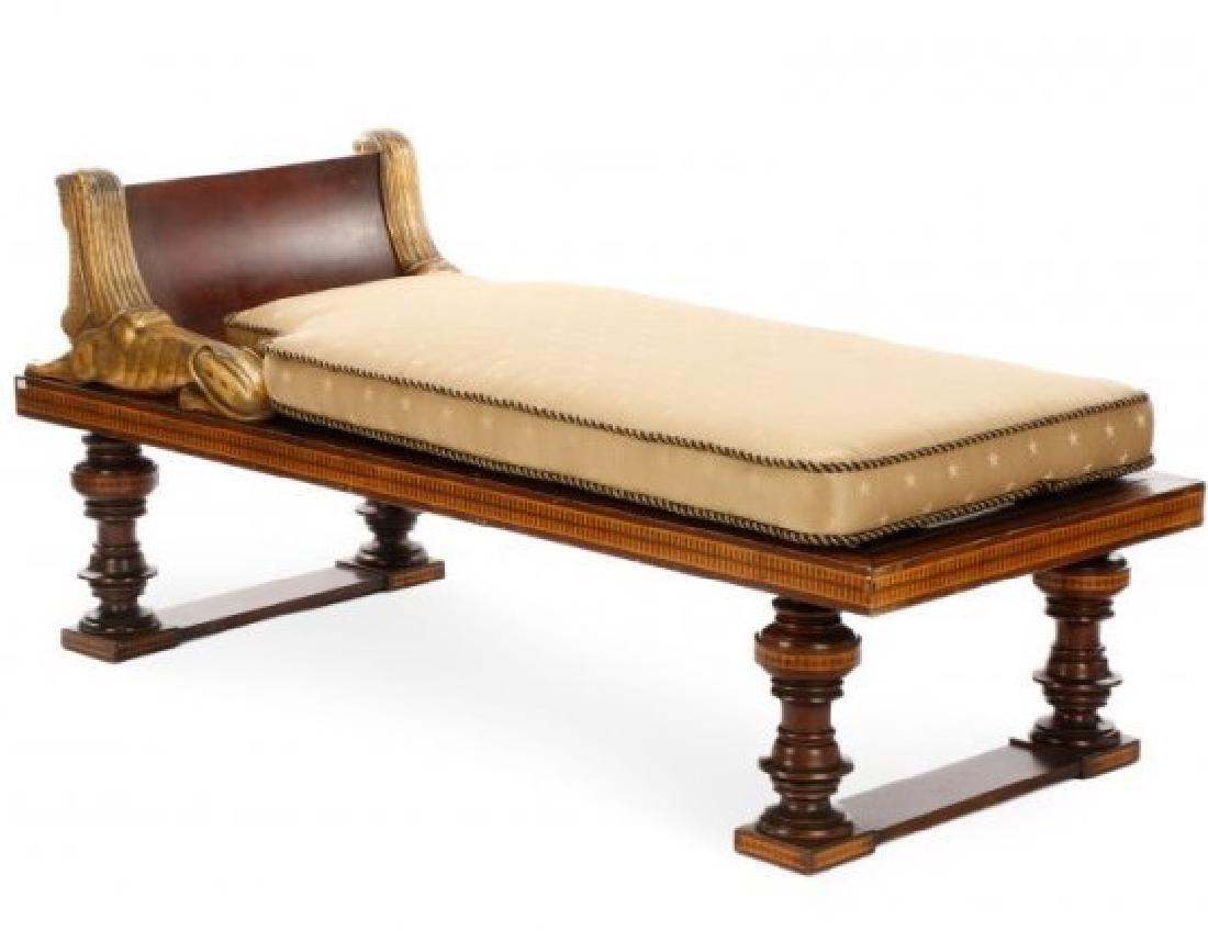 Egyptian Revival Fainting Couch with Silk Upholstery (1 of 2)