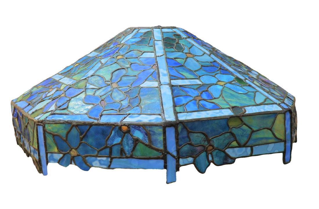 Massive Blue Art Nouveau Stained Glass Lamp (1 of 3)