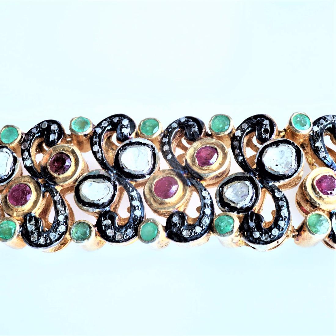 Diamond and Emerald Antique Style Bracelet (1 of 3)
