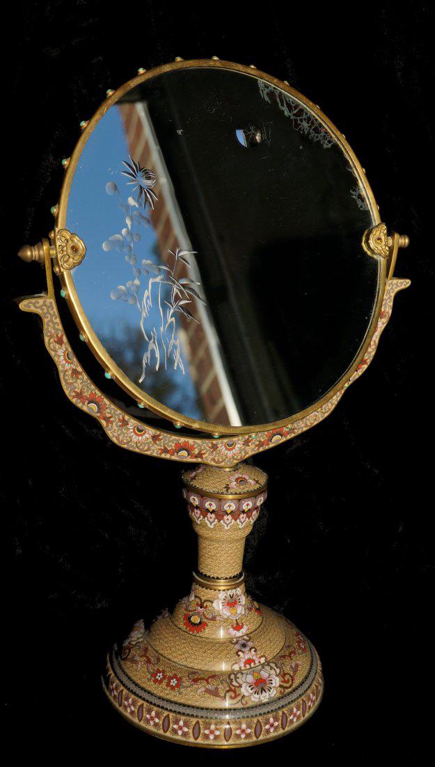 Antique Chinese Cloisonne Vanity Mirror (1 of 8)