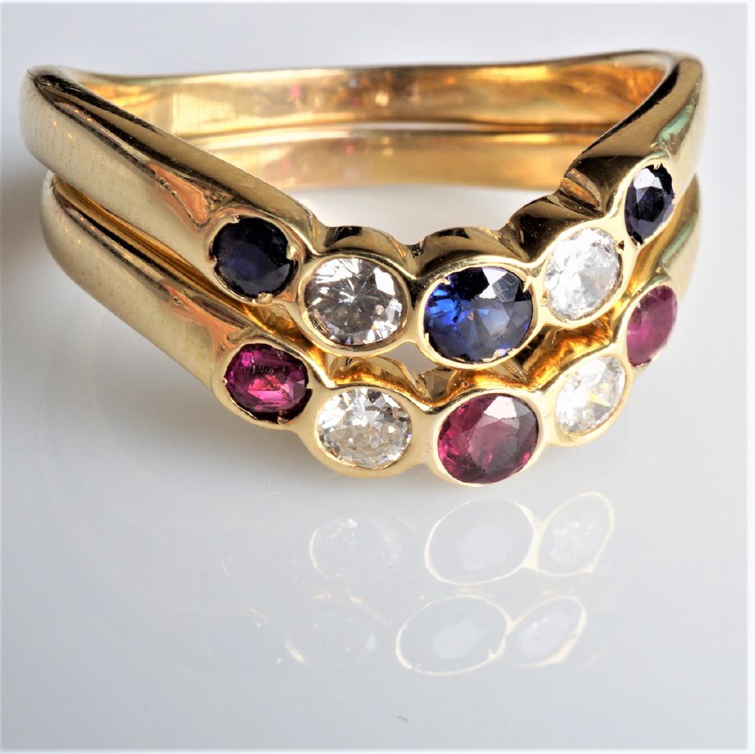 18k YG Diamond Ruby and Sapphire Rings (1 of 3)