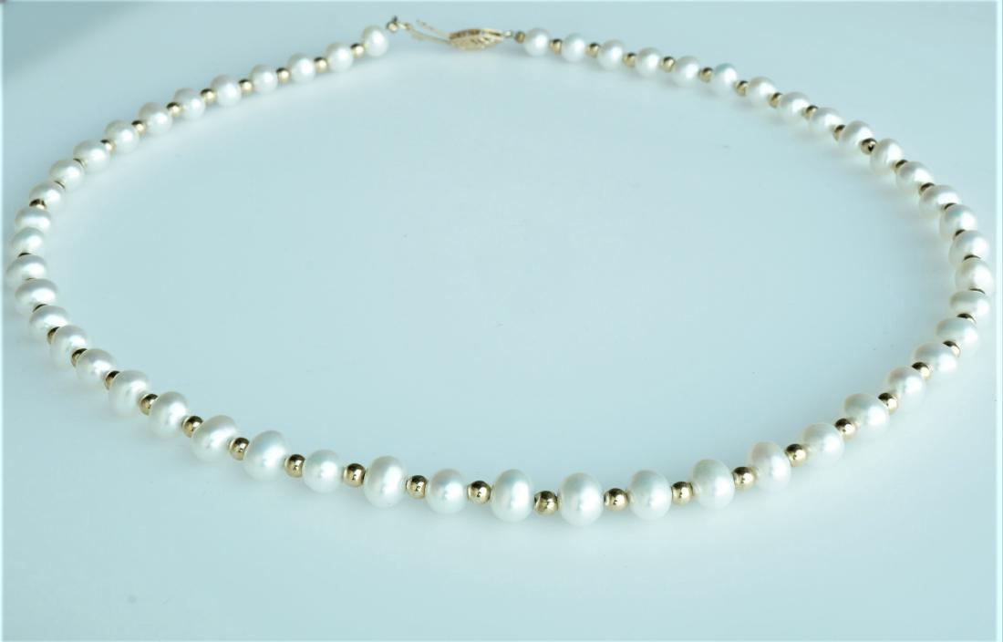 16" Freshwater Pearl Necklace with 14k YG beads (1 of 3)