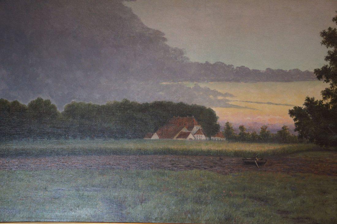 Norwegian Country Scene Oil on Canvas Signed Carl S. (1 of 3)