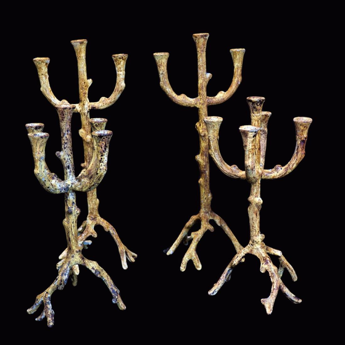 Faux Wood Iron Candle Sticks (1 of 3)