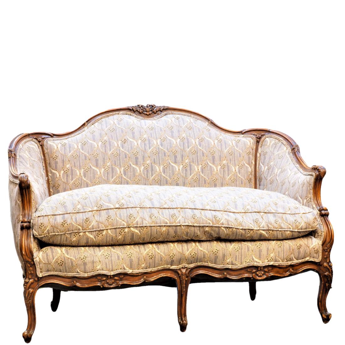 Antique French Walnut Love Seat (1 of 1)