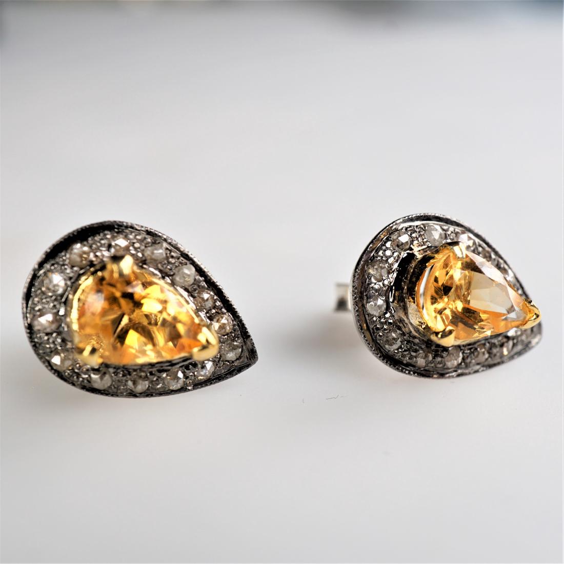 Mine Cut Citrine and Diamond Earrings (1 of 2)