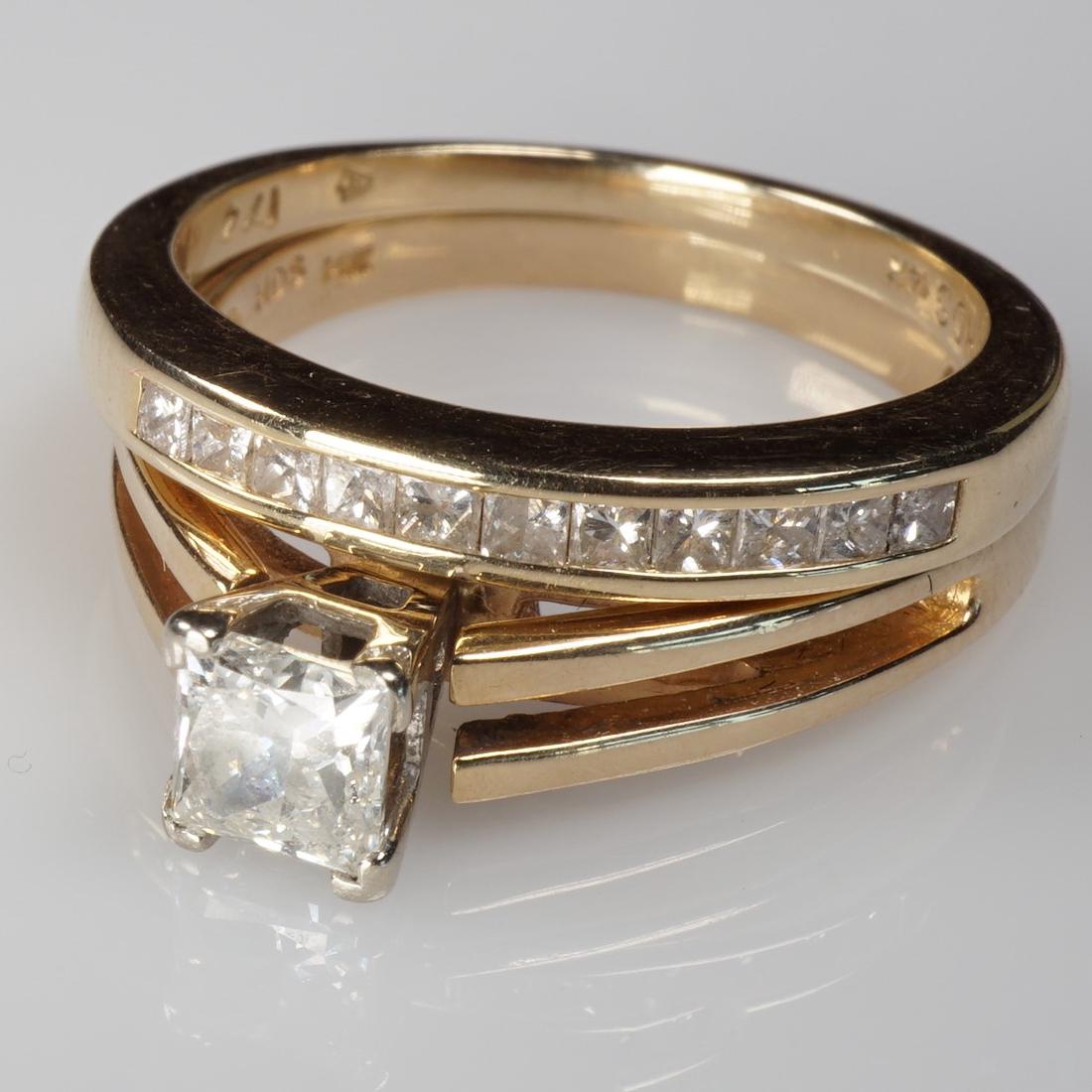 YG Diamond and Cushion Cut Alexandrite Ring Sz 7.25 (1 of 4)