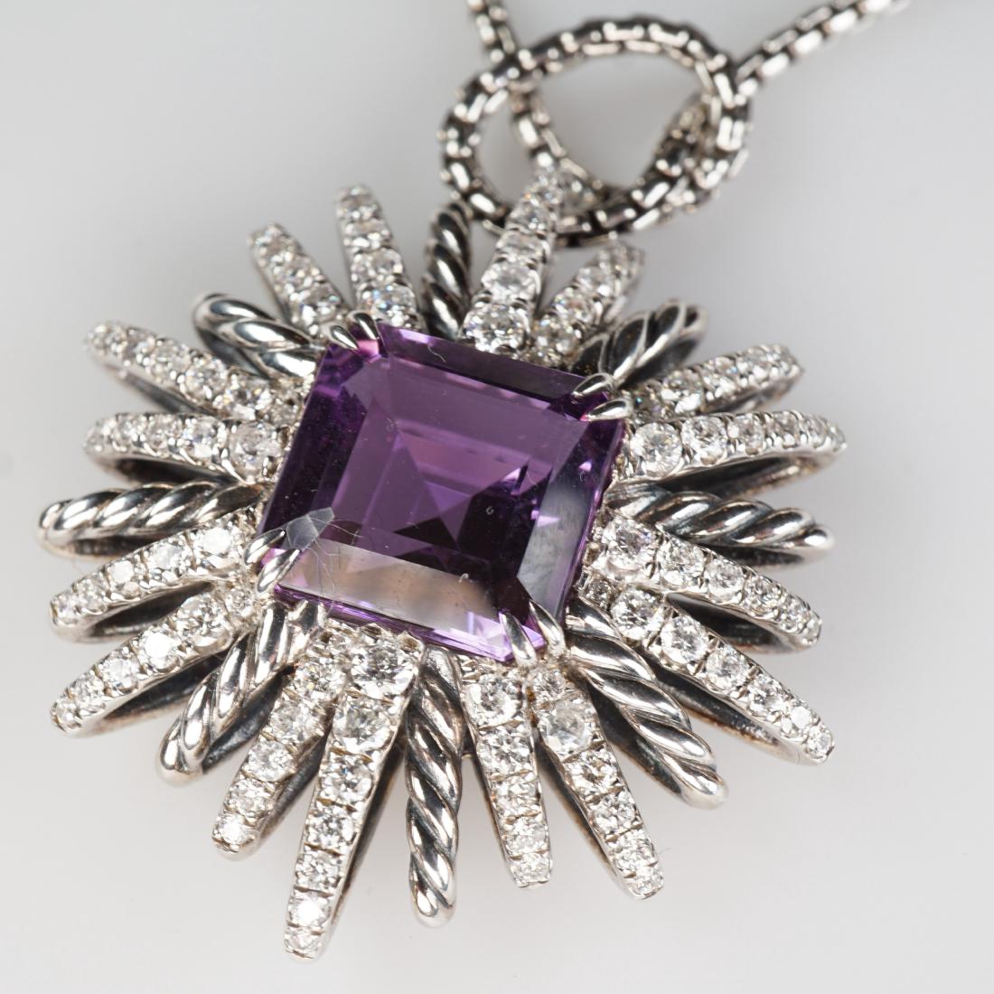 David Yurman Sterling Silver Amethyst & Diamond Pendant (1 of 2)