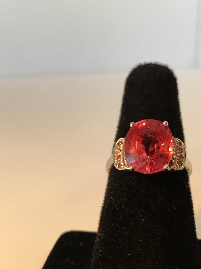 6 Carat Padparadscha Sapphire Ring in 925 Silver with (1 of 4)