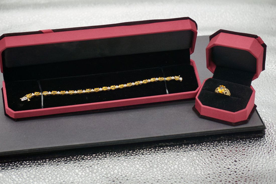 Matching Citrine and Diamond Bracelet and Ring Set (1 of 4)