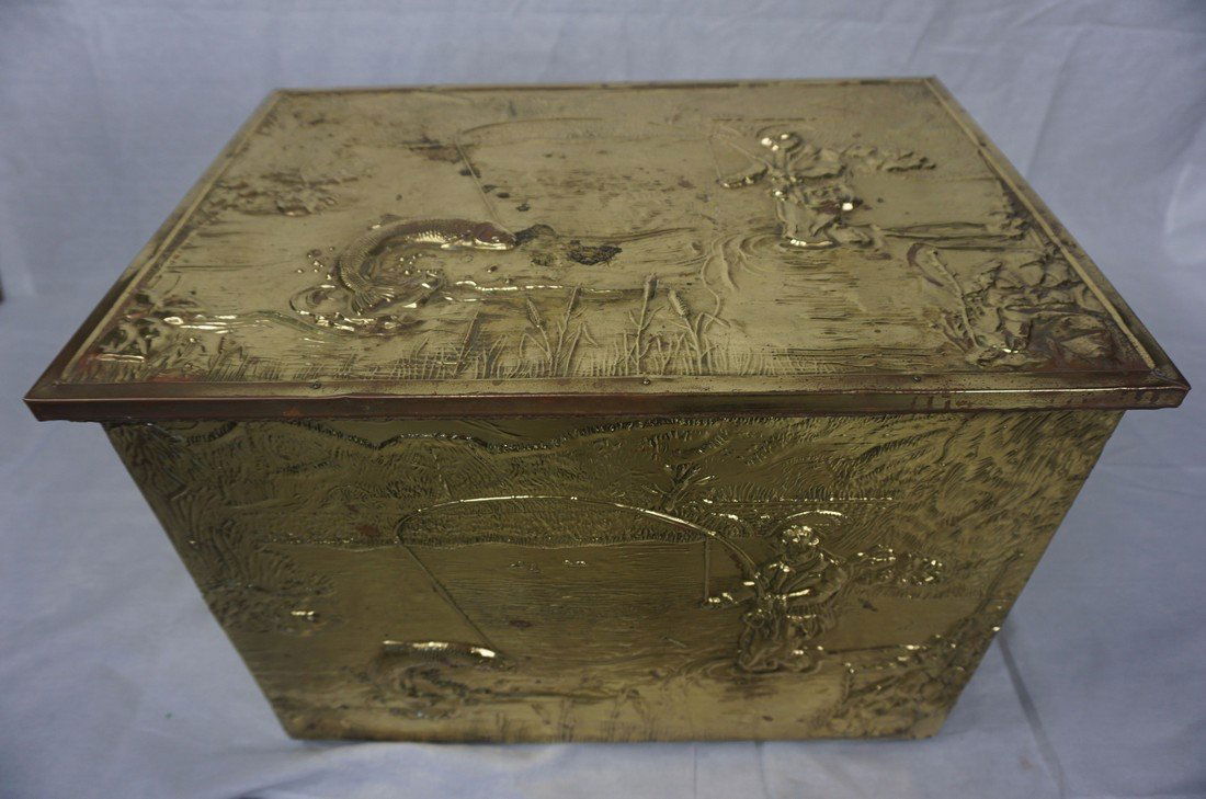 Hammered Brass Fire Wood Bin (1 of 5)