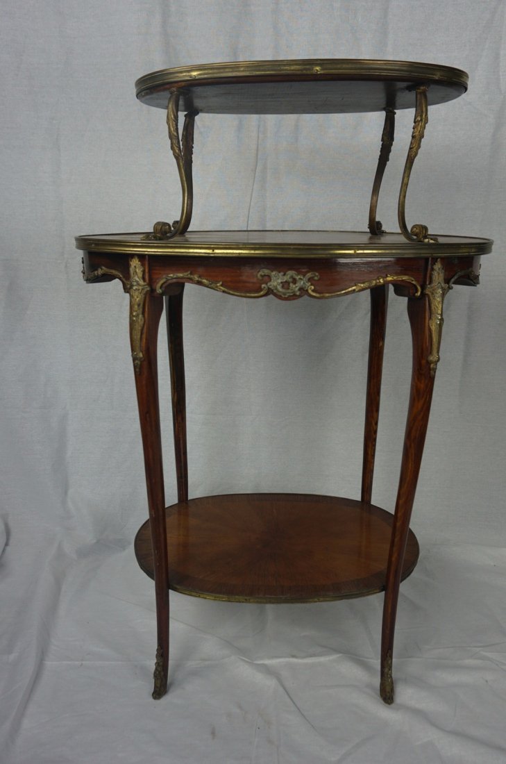 Tiered Ormolu Accent Matchbook Veneer Table (1 of 5)