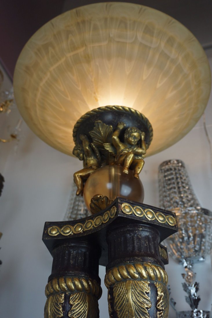 3 Column Patinated Cherub Floor Lamp (1 of 7)