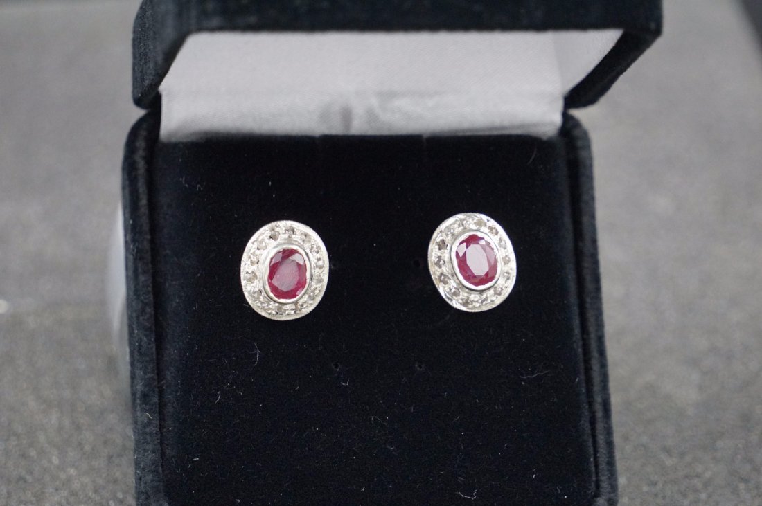 Ruby with Diamond Bezel Earrings (1 of 4)