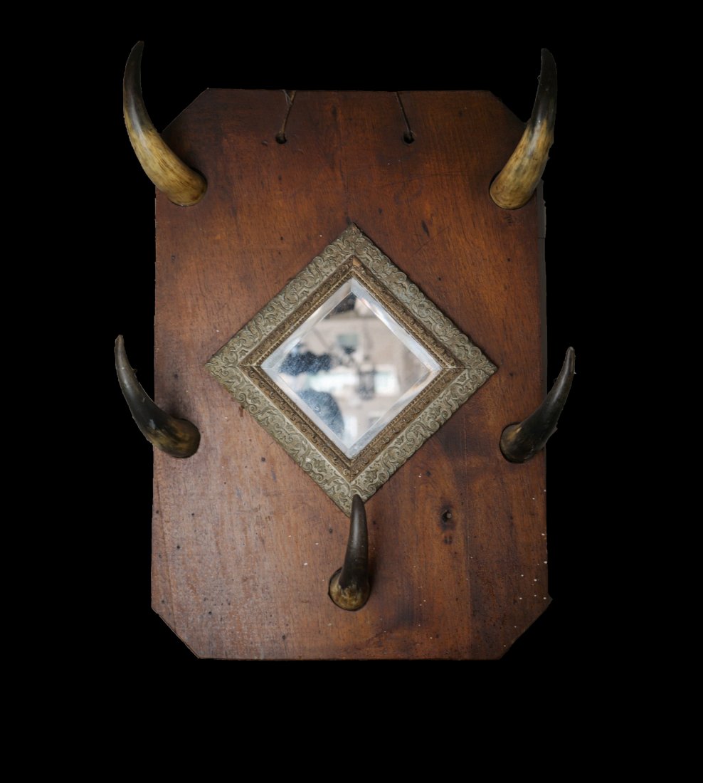 Primative Bull Horn Hat Rack (1 of 2)