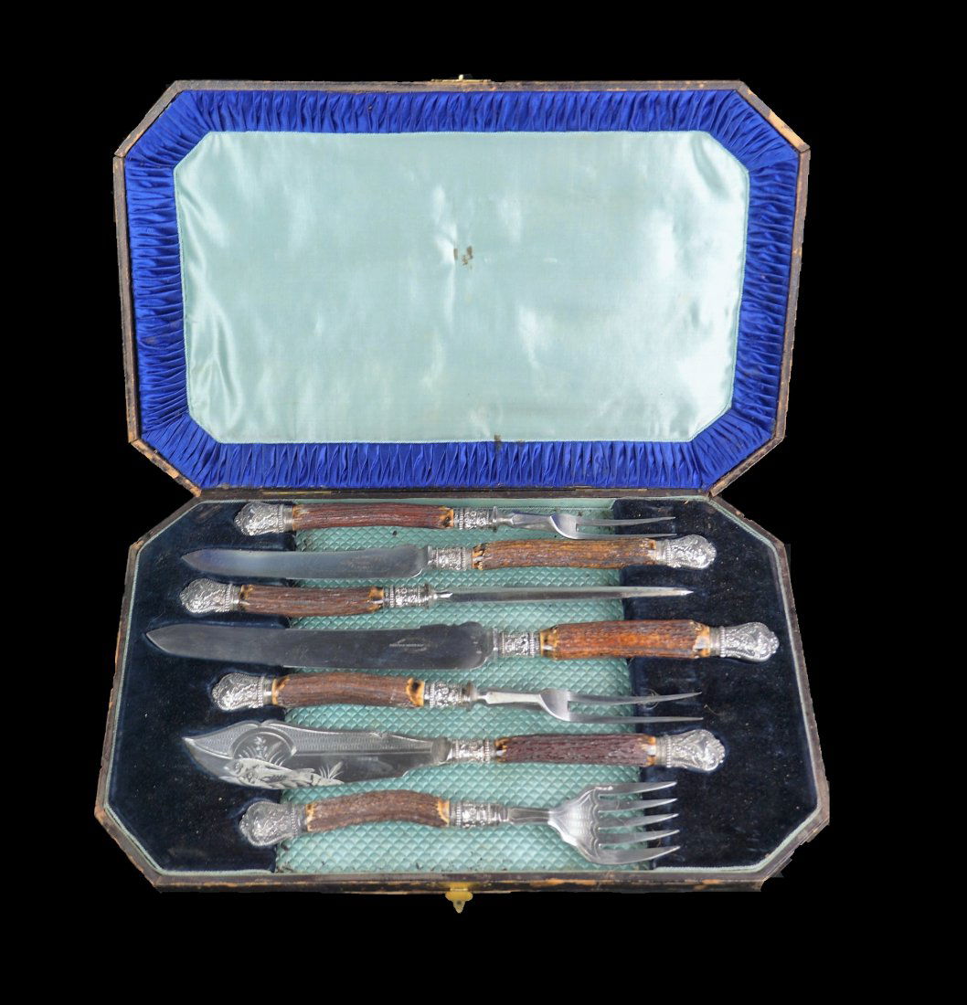 7 Piece Silver and Stag Horn Service Set (1 of 5)
