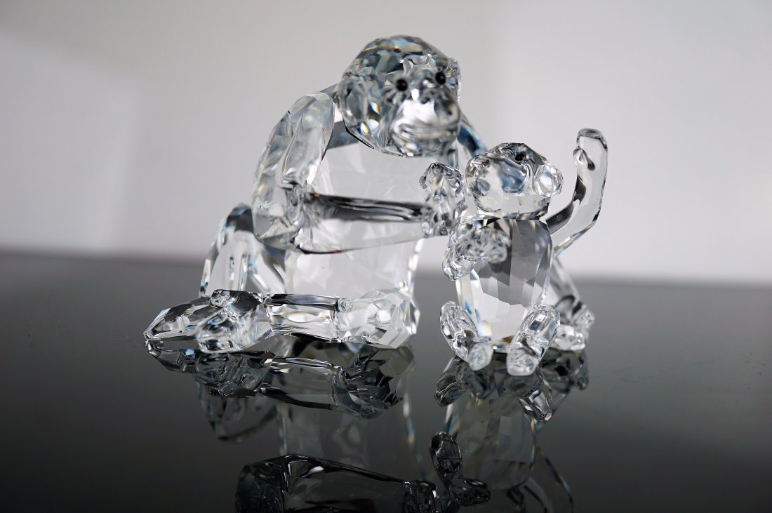 Swarovski Mother and Baby Monkey Figurines: Swarovski Mother and Baby Monkey Figurines