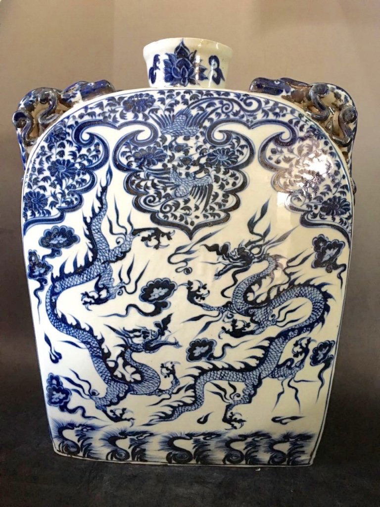YUAN STYLE, A BLUE AND WHITE DRAGON VASE (1 of 9)