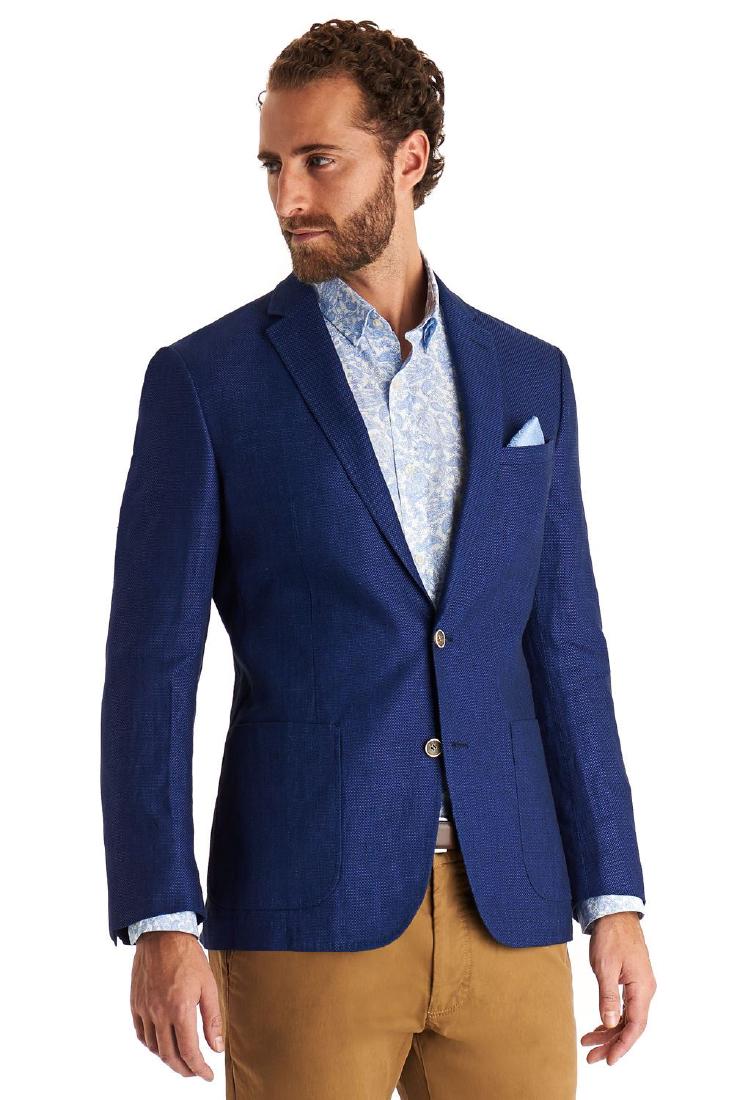 A new Moss linen summer polo jacket size large removed: A new Moss linen summer polo jacket size large removed from designer gent`s boutique Chelsea, london. RRP £249